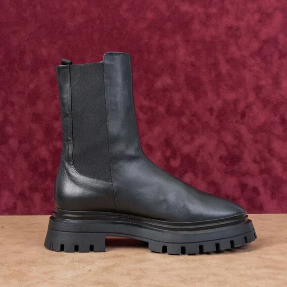 Stuart Weitzman Women Bedford Black Leather Platform Chelsea Ankle Boots sz 9 - Picture 9 of 9